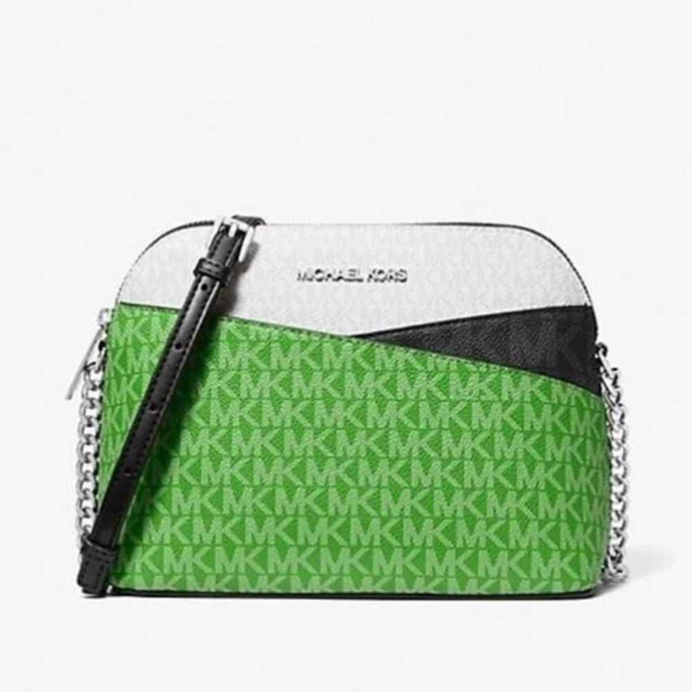Michael Kors Jet Set Travel Medium Dome Crossbody Jungle Green Multi